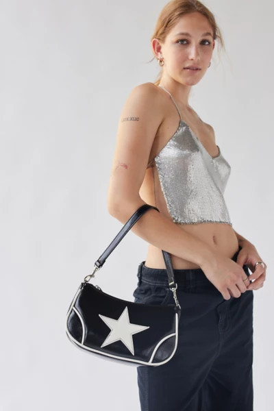 Daphne Star Faux Leather Moto Bag in Black/White, Women's at Urban Outfitters | Urban Outfitters (US and RoW)