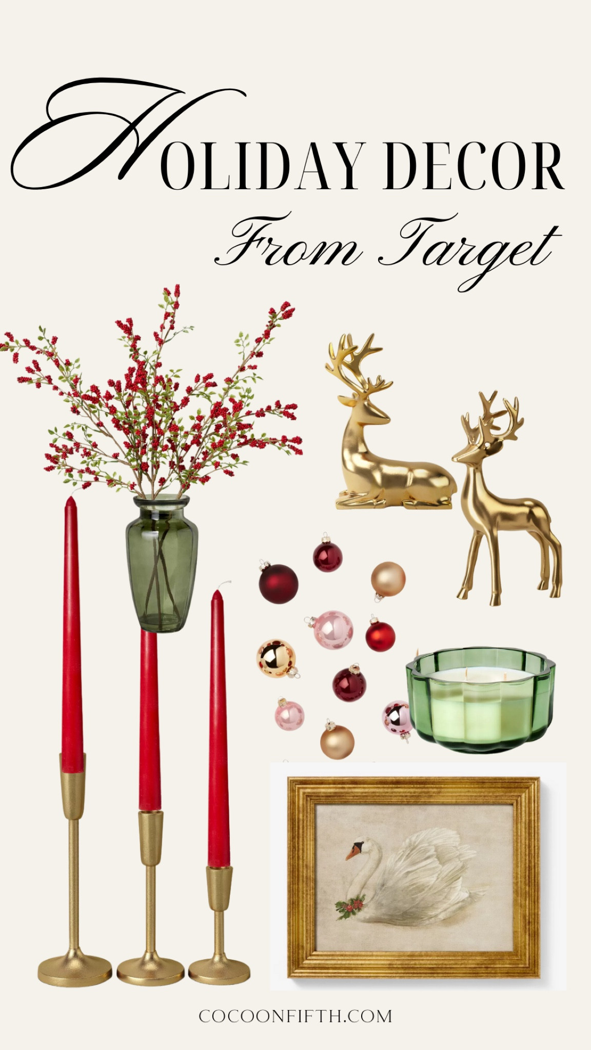 Christmas decor from target! Studio McGee holiday decorations, holiday decor, gold reindeers, holiday candle, affordable Christmas tree glass round ornaments 

#LTKHome #LTKSeasonal #LTKHoliday
