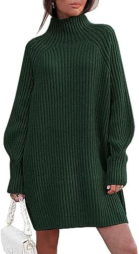 LILLUSORY Sweater Dresses for Women 2025 Fall Fashion Mock Neck Long Lantern Sleeve Oversized Out... | Amazon (US)