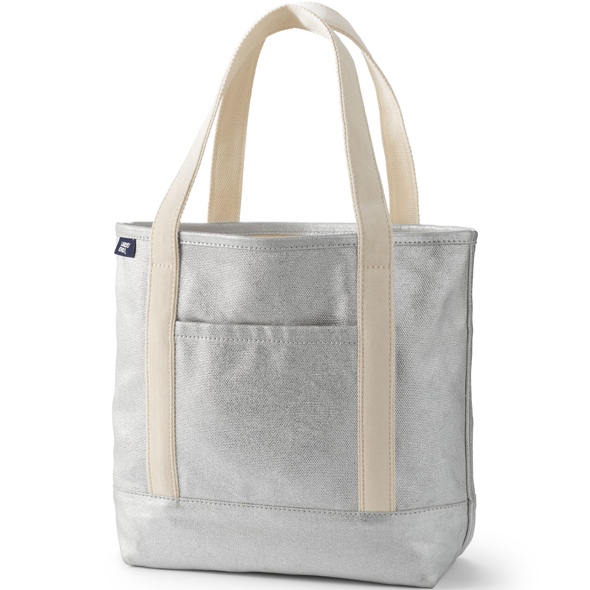 Medium Coated Metallic 5 Pocket Open Top Canvas Tote Bag | Lands' End (US)