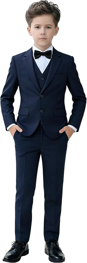 Amazon.com: YuanLu Baby Boys Navy Blue Ring Bearer Outfit Kids Wedding Guest Tuxedo Formal Suits ... | Amazon (US)