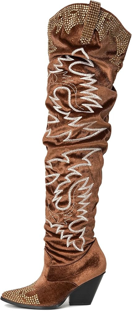 Cape Robbin Women Ladies Thigh High Cowboy Boots Over The Knee Western Cowgirl Boots with Chunky ... | Amazon (US)