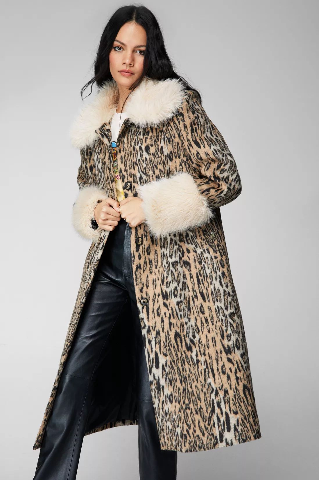 Jackets & Coats | Premium Wool Blend Animal Swing Coat | NastyGal | Debenhams UK