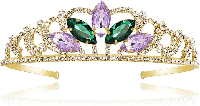 Princess Crown Halloween Cosplay Sparkle Gold Crown Crystal Hair Tiara Costume Accessories for Wo... | Amazon (US)