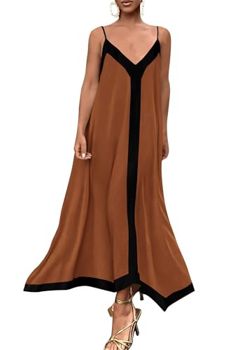 PRETTYGARDEN Women's Elegant Summer Dress V Neck Spaghetti Strap Flowy Maxi Cocktail Party Dresse... | Amazon (US)