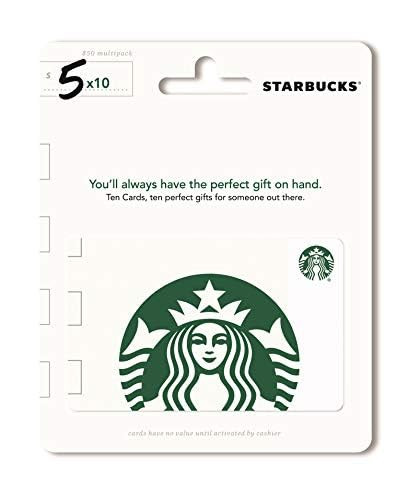 Starbucks Physical Gift Cards (Multipack of 10 x $5) - $50 | Amazon (US)