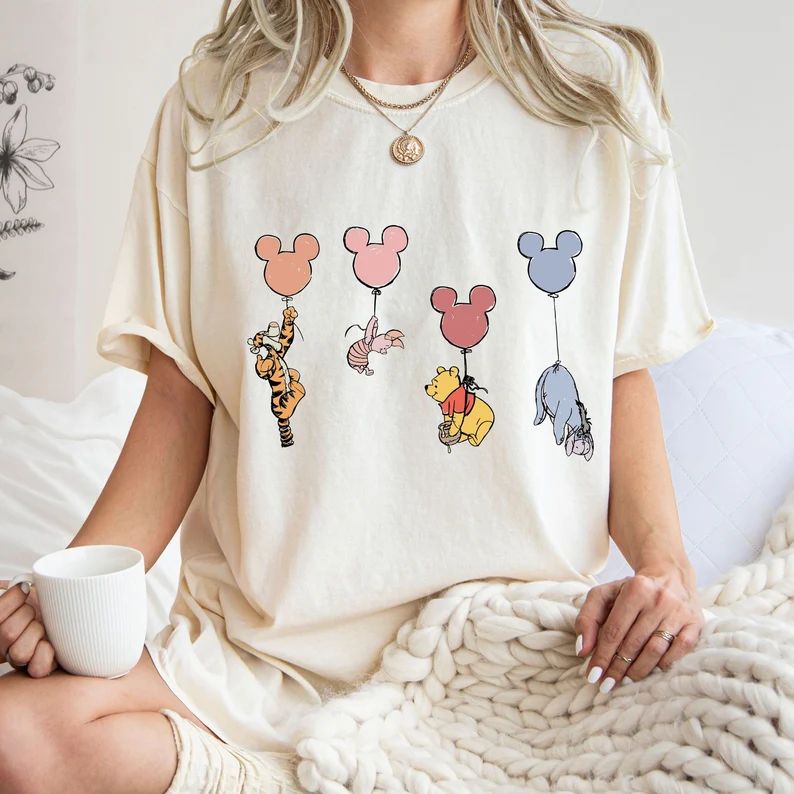 Comfort Colors®  Winnie The Pooh and Friends Shirt, Winnie The Pooh Shirt, Pooh Balloons Shirt, ... | Etsy (US)