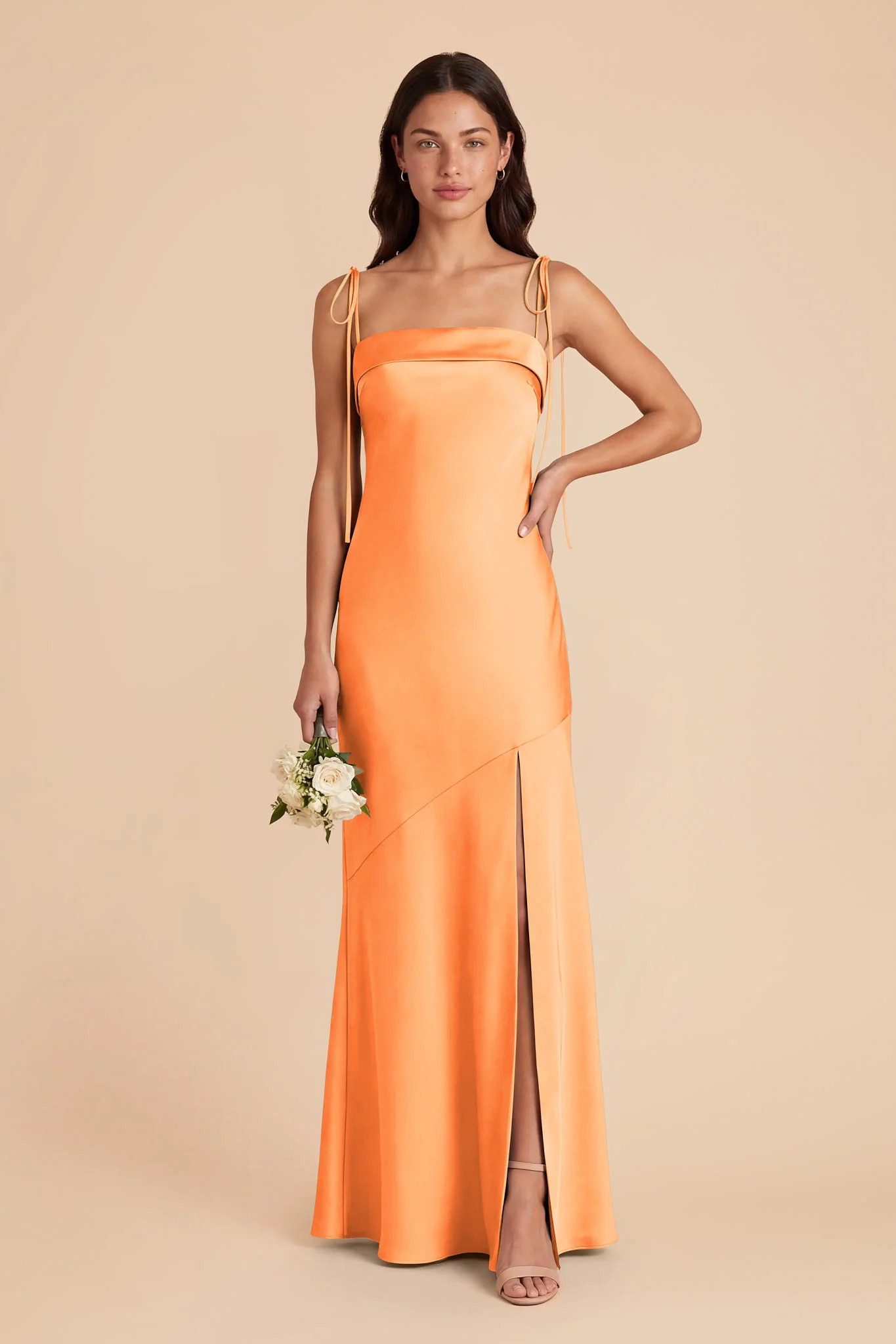 Lizzie Matte Satin Dress - Apricot | Birdy Grey | Birdy Grey