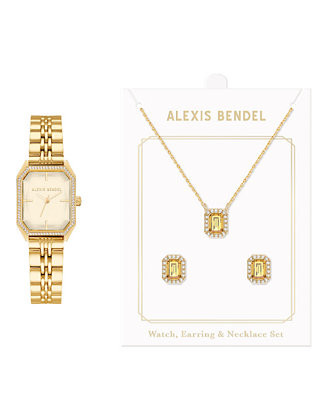 Jessica Carlyle Women's Quartz Gold-Tone Alloy Watch 22mm Gift Set - Macy's | Macy's