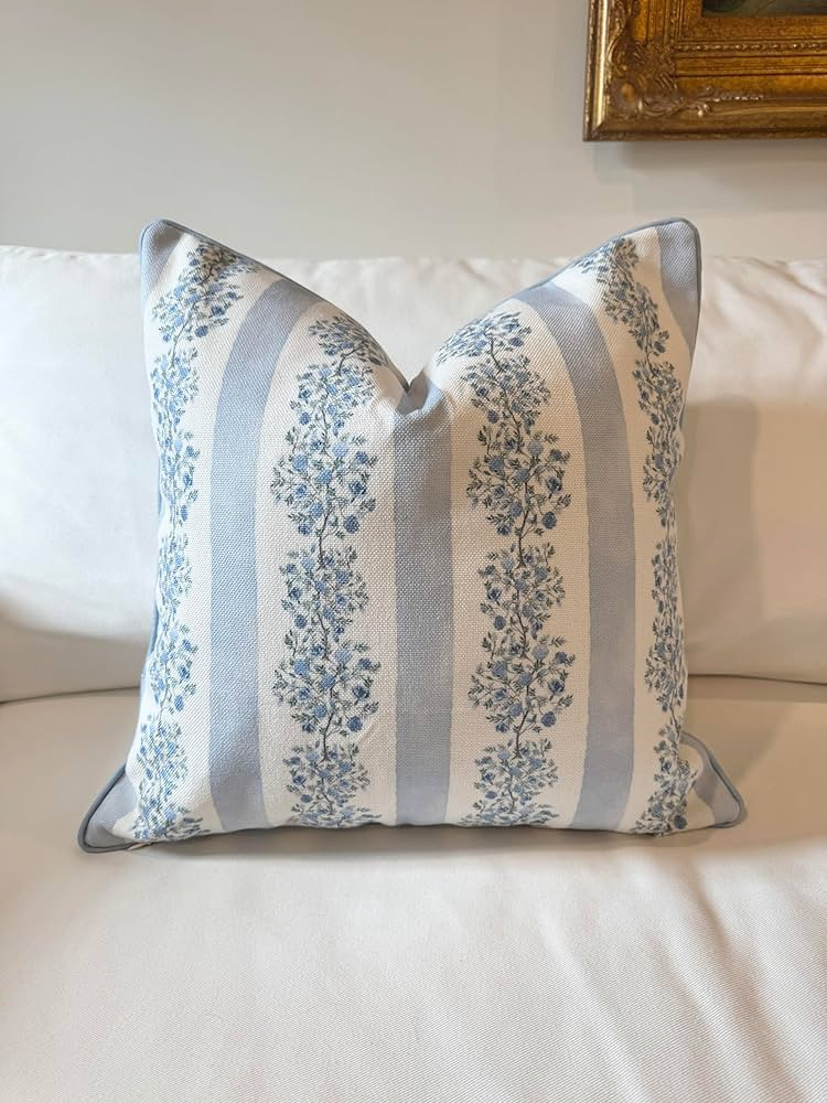 Throw Pillow for Home Juliet Off-White Blue Floral Pillow Cover Grandmillennial Pillow Cover 20" ... | Amazon (US)