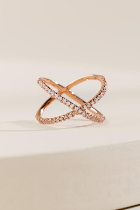 Lola Cubic Zirconia Ring in Rose Gold - Rose/Gold | Francesca’s Collections