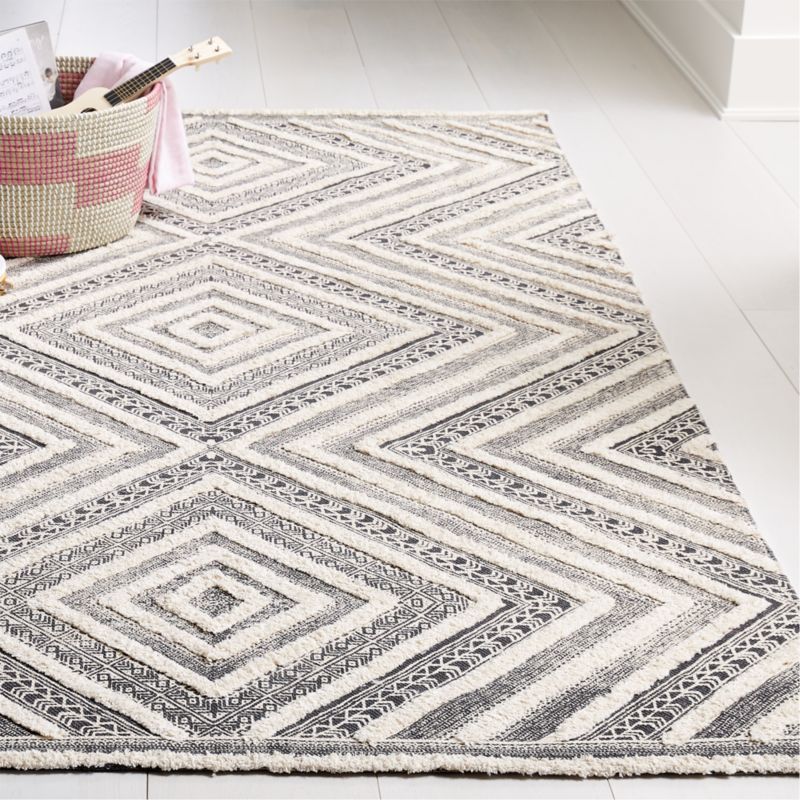 Diamond Neutral Patterned Rug | Crate and Barrel | Crate & Barrel
