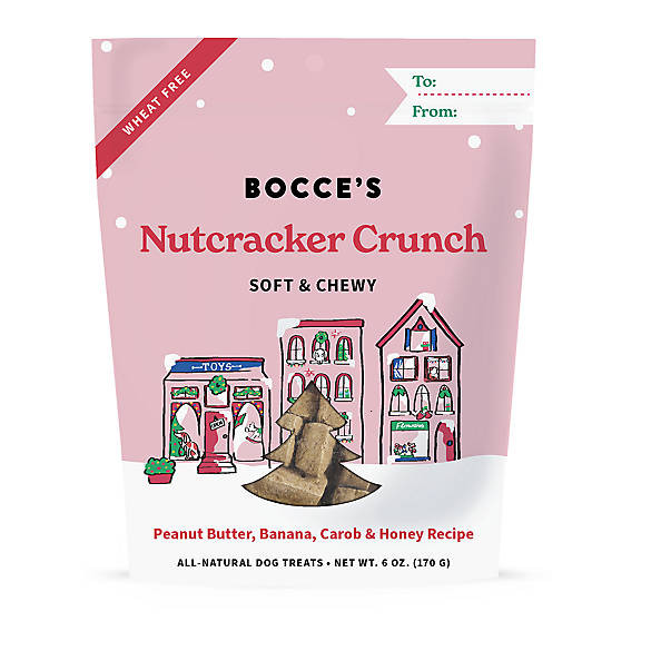BOCCE'S Nutcracker Crunch Soft & Chewy Dog Treat - Peanut Butter, Banana, & Carob | PetSmart