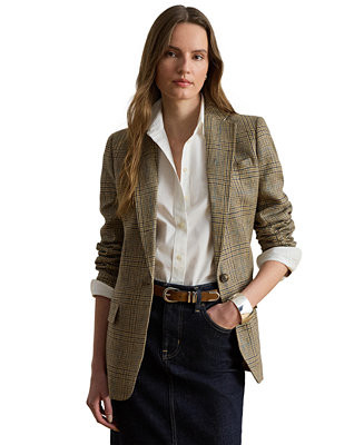Women's Glen Plaid Padded Blazer | Macy's