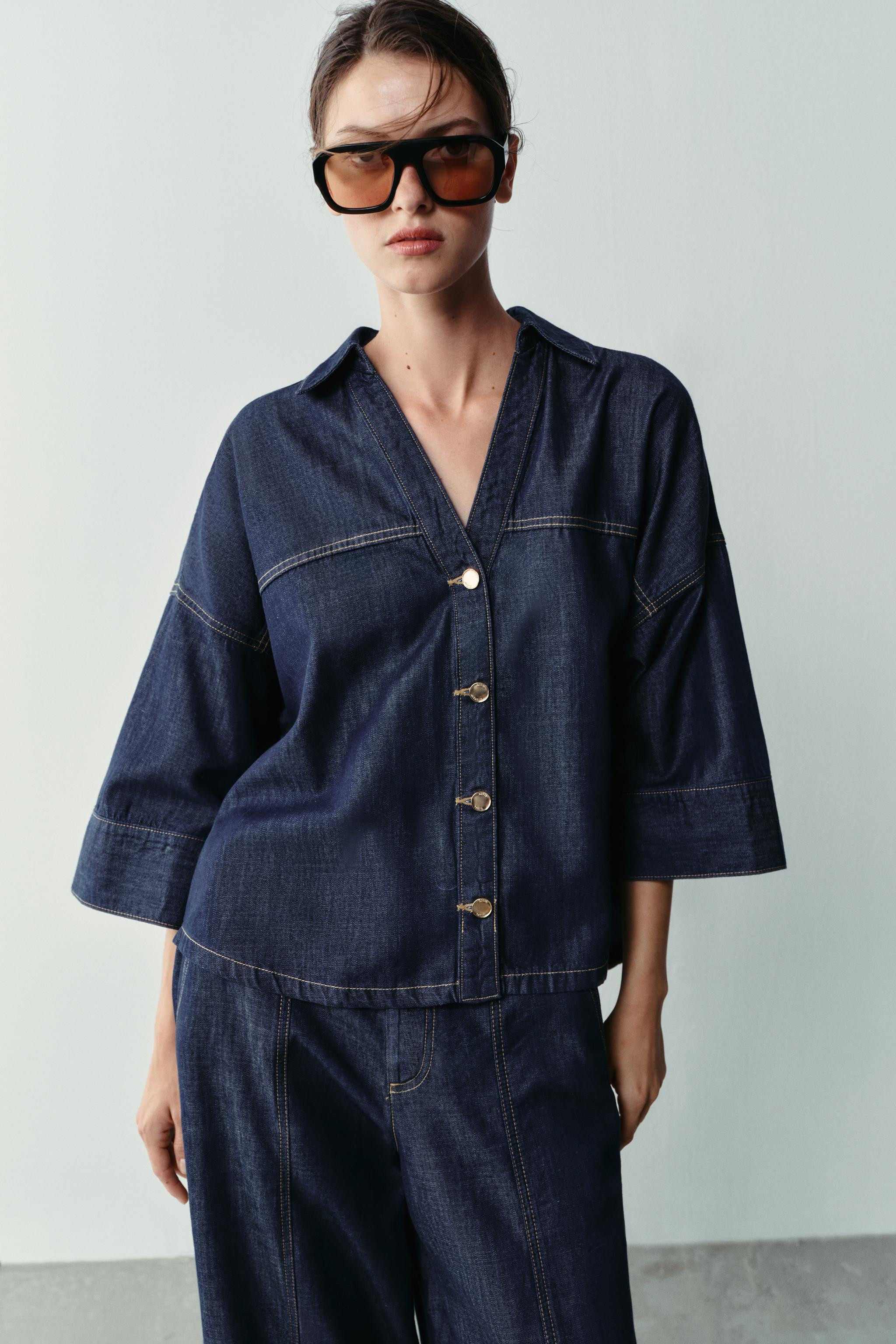 Z1975 WIDE SLEEVE DENIM SHIRT | Zara US