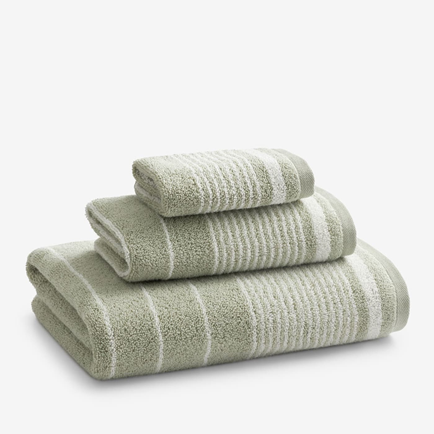 Plush Spa Stripe Bath Towel - Light Willow | The Company Store