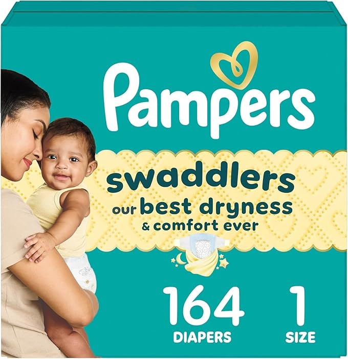 Pampers Swaddlers Diapers, Size 1 (8-14 lbs), 164 Count, Hypoallergenic, Absorbent, Keeps Baby Dr... | Amazon (US)