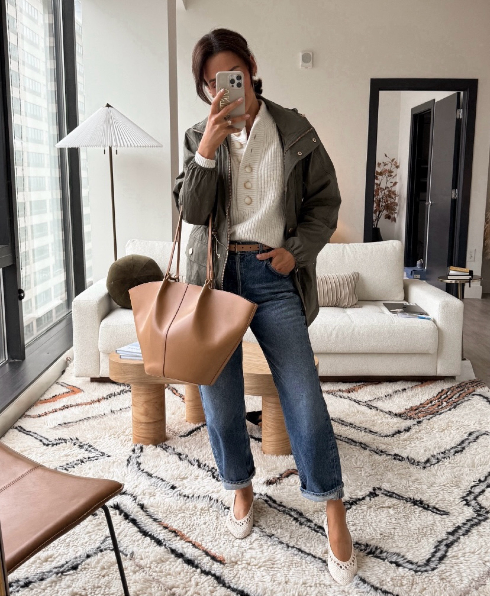 A lightweight layer is essential when dressing for moody weather. This khaki parka (fits TTS) has such a timeless look, and it pairs well with a variety of outfits. You can wear anything from a basic white tee to a chunky sweater underneath. I’m also having a major moment with the woven ballet flats I linked here. They’re so chic for the fall and add a feminine touch to this outfit. 

#LTKSeasonal #LTKStyleTip #LTKFindsUnder100