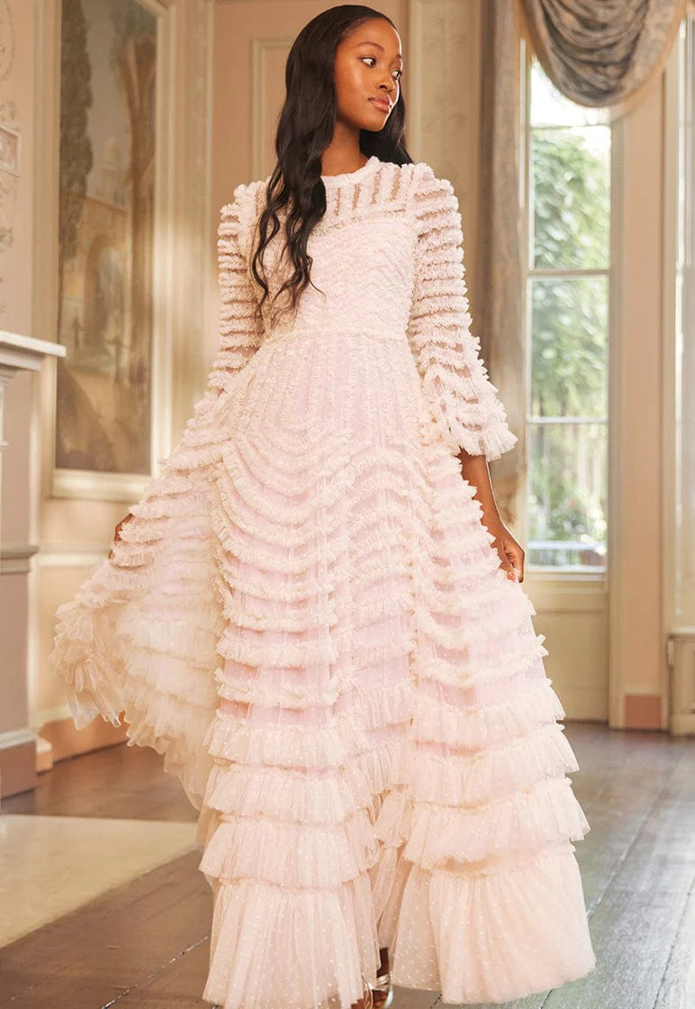 Needle & Thread La Vie En Rose Round Neck Gown Pink US 8 | Needle & Thread US