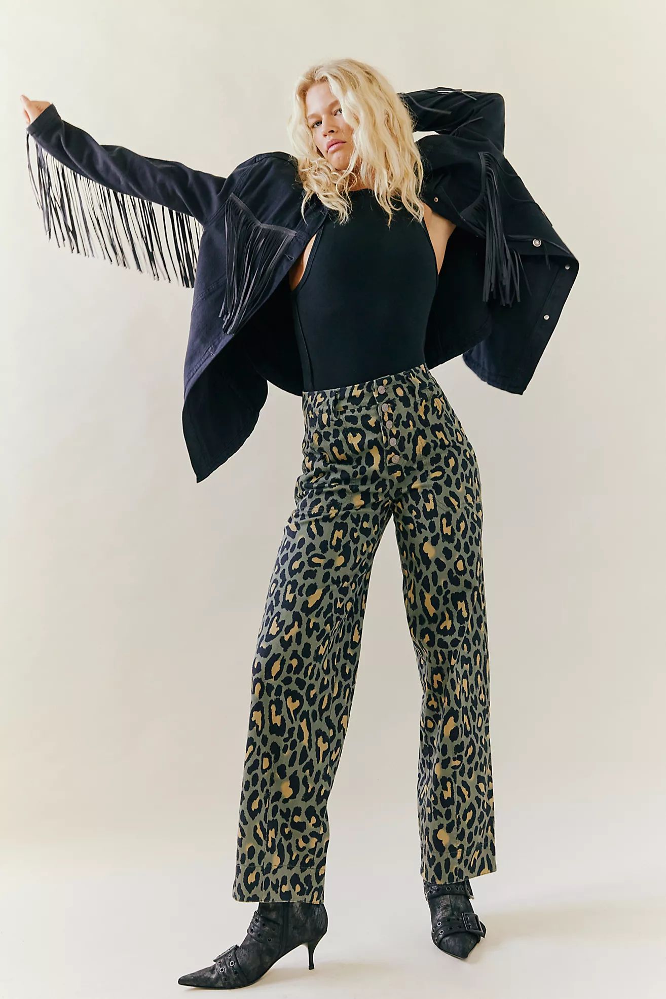 We The Free Jordy Leopard High-Rise Straight Pants | Free People (Global - UK&FR Excluded)