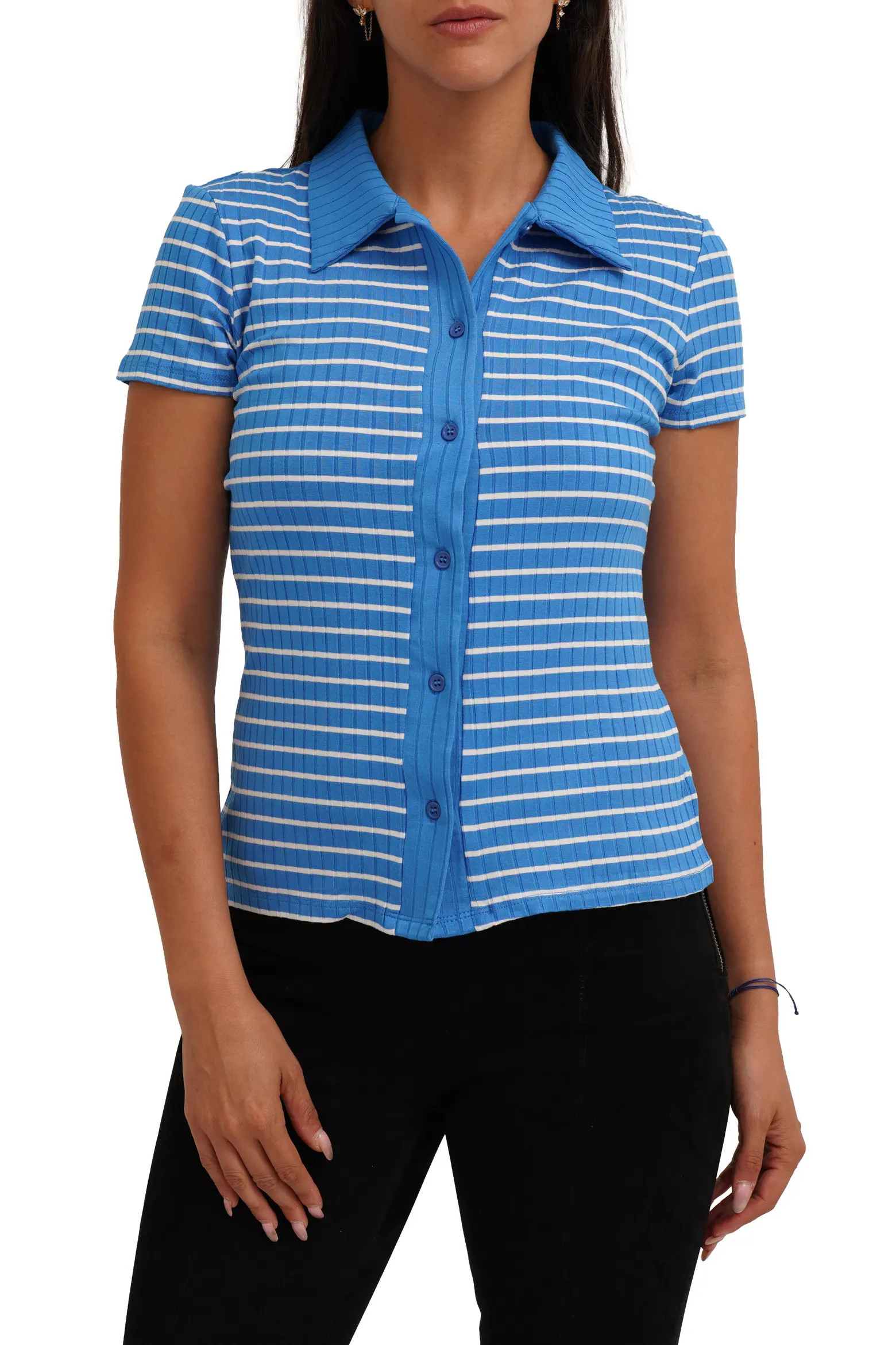 CYRUS Stripe Rib Button-Up Knit Top (Women) | Nordstromrack | Nordstrom Rack