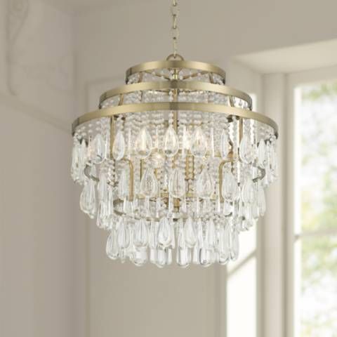 Beloit 20" Wide Soft Gold Clear Crystal 4-Light Chandelier - #553N1 | Lamps Plus | Lamps Plus