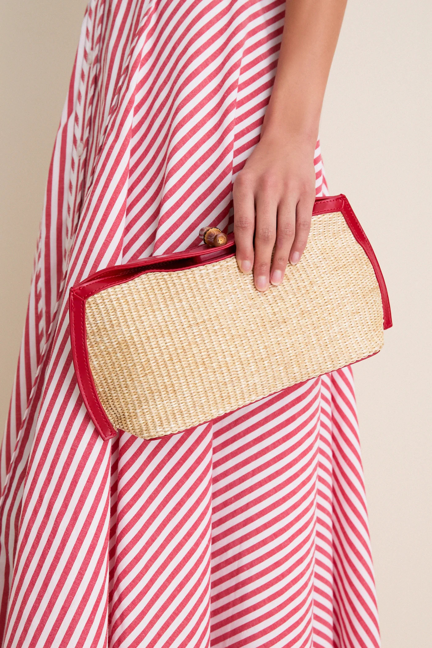 Cherry and Raffia Lock Clutch | Tuckernuck (US)