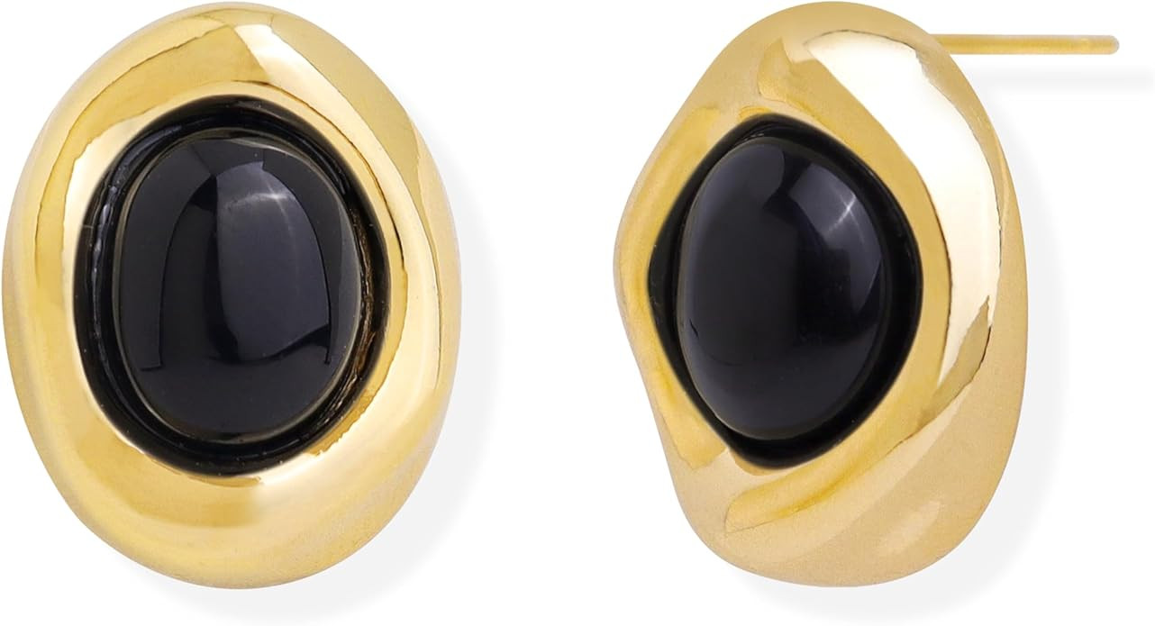 JeanBeau Gold Statement Stud Earrings for Women, Trendy Geometric Saturn Flower Clover Rhinestone... | Amazon (US)