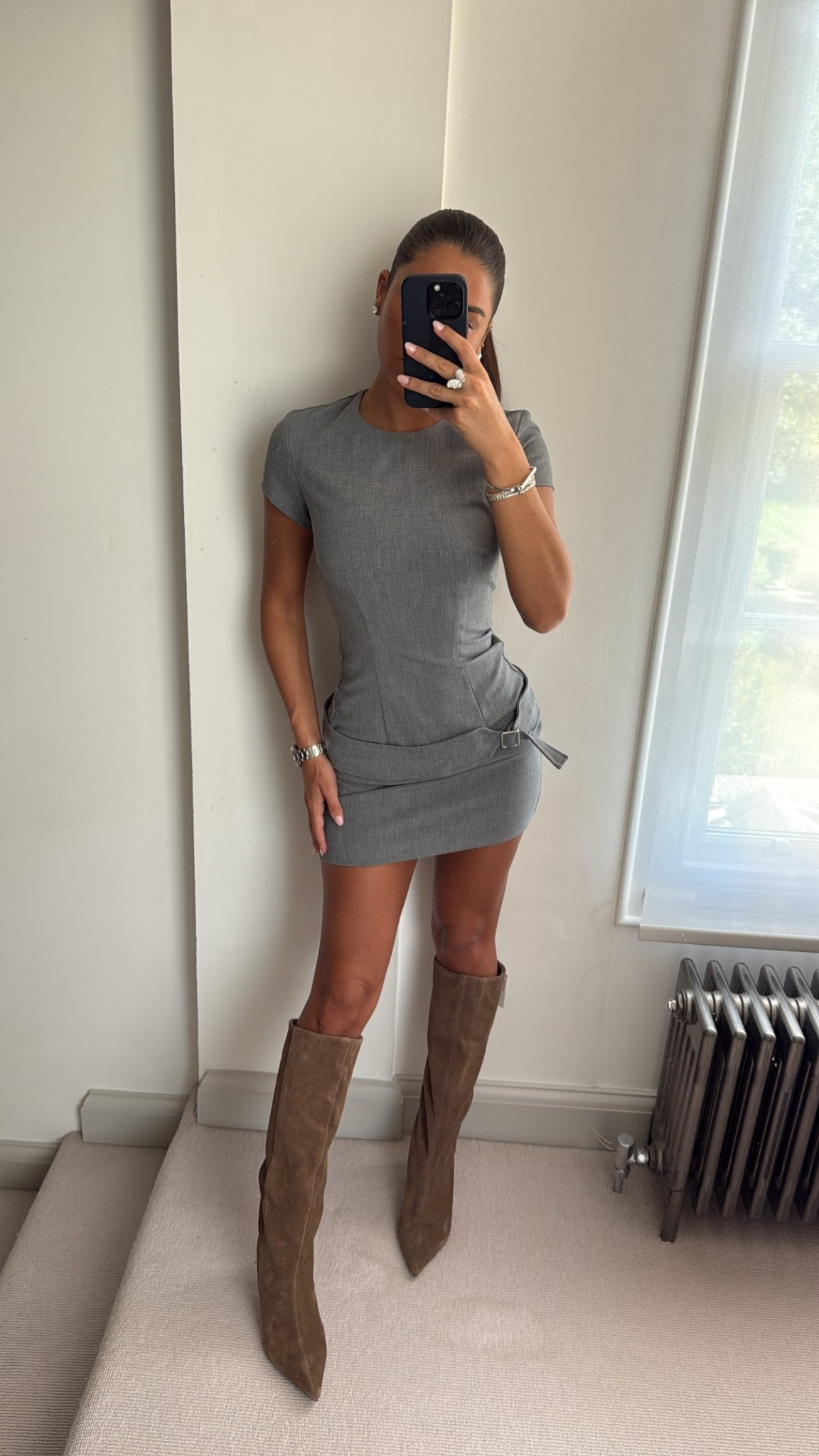 Autumn mini dress, work dress, work to dinner outfit, suede knee high boots 

#LTKautumn #LTKuk #LTKshoes