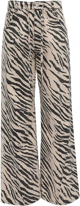 Unisex Y2K Striped Zebra Print Baggy Jeans High Waist Drawstring | Amazon (US)