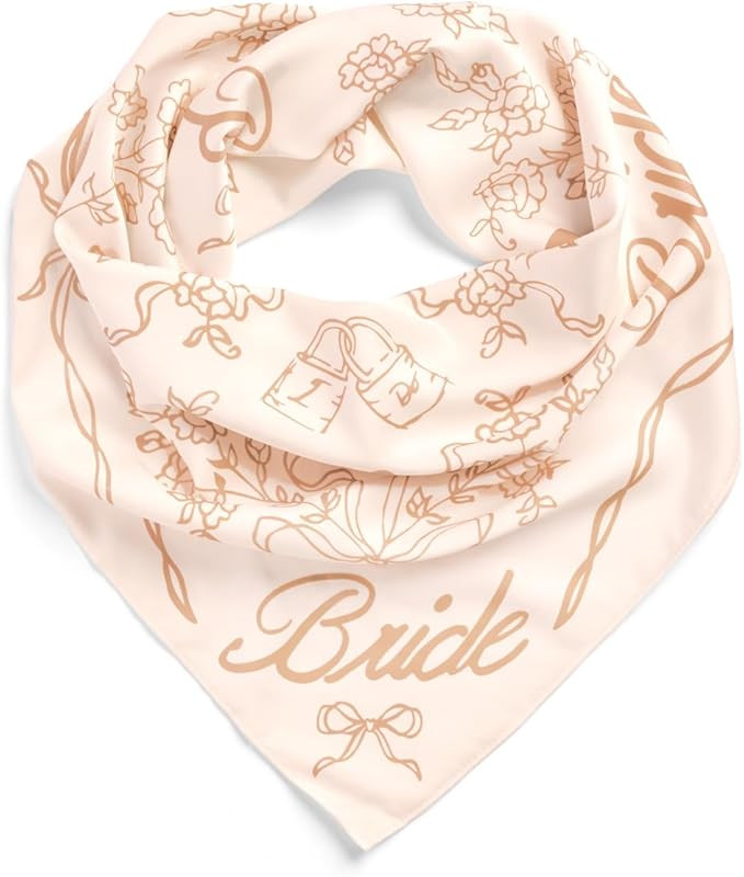 xo, Fetti Tan Bride Head Scarf, 27x27 in | Bachelorette Beige Bandana, Bridal Headwear, Bach Part... | Amazon (US)