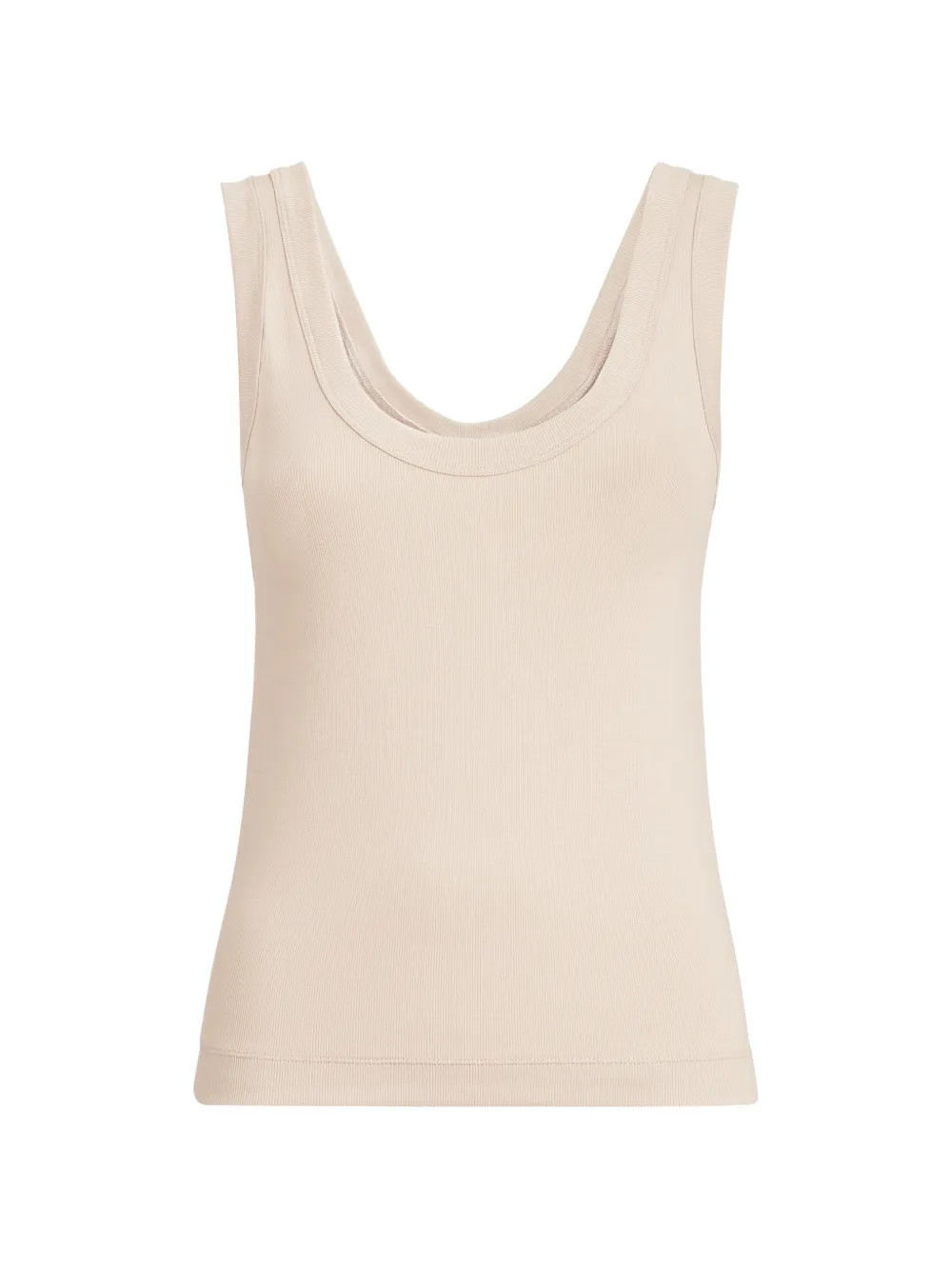 Brunello Cucinelli Stretch cotton ribbed jersey top with monili - Neutrals | Farfetch Global
