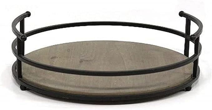Stratton Home Décor Stratton Home Decor Metal and Wood Tray, 12.00" W X 12.00" D X 3.25" H, Blac... | Amazon (US)