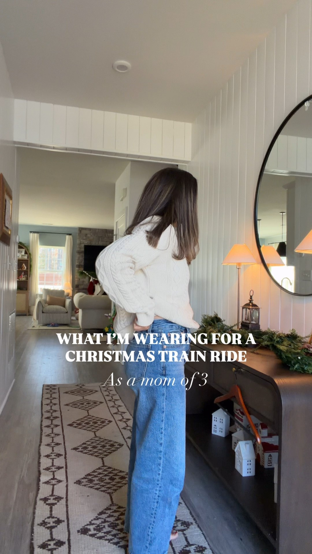 Casual mom outfit ❤️ 
Size Large In the sweater! I wanted it oversized!
Size 26 petite in denim  

Petite style
Mom outfit idea
Holiday outfit 
Casual outfit
Easy outfit  