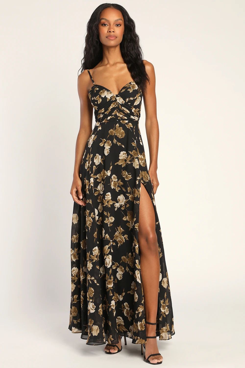 Heart Stopping Black Floral Print A-Line Maxi Dress | Lulus (US)