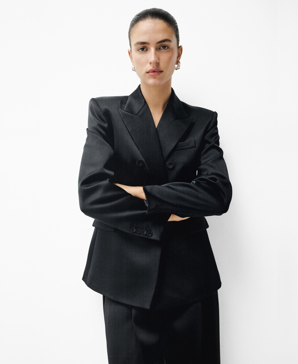 Mango Women's Satin Suit Jacket - Black | Macy's