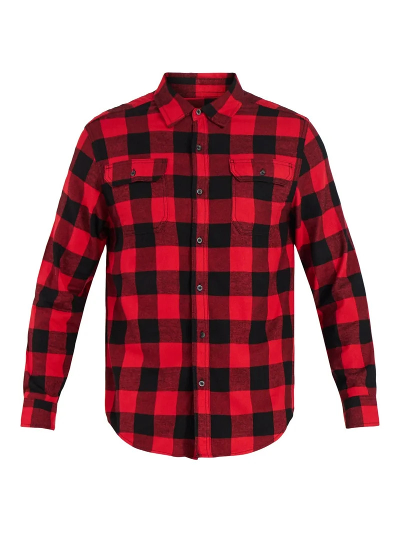George Men's and Big Men's Double Pocket Flannel Shirt, Sizes XS-3XLT | Walmart (US)