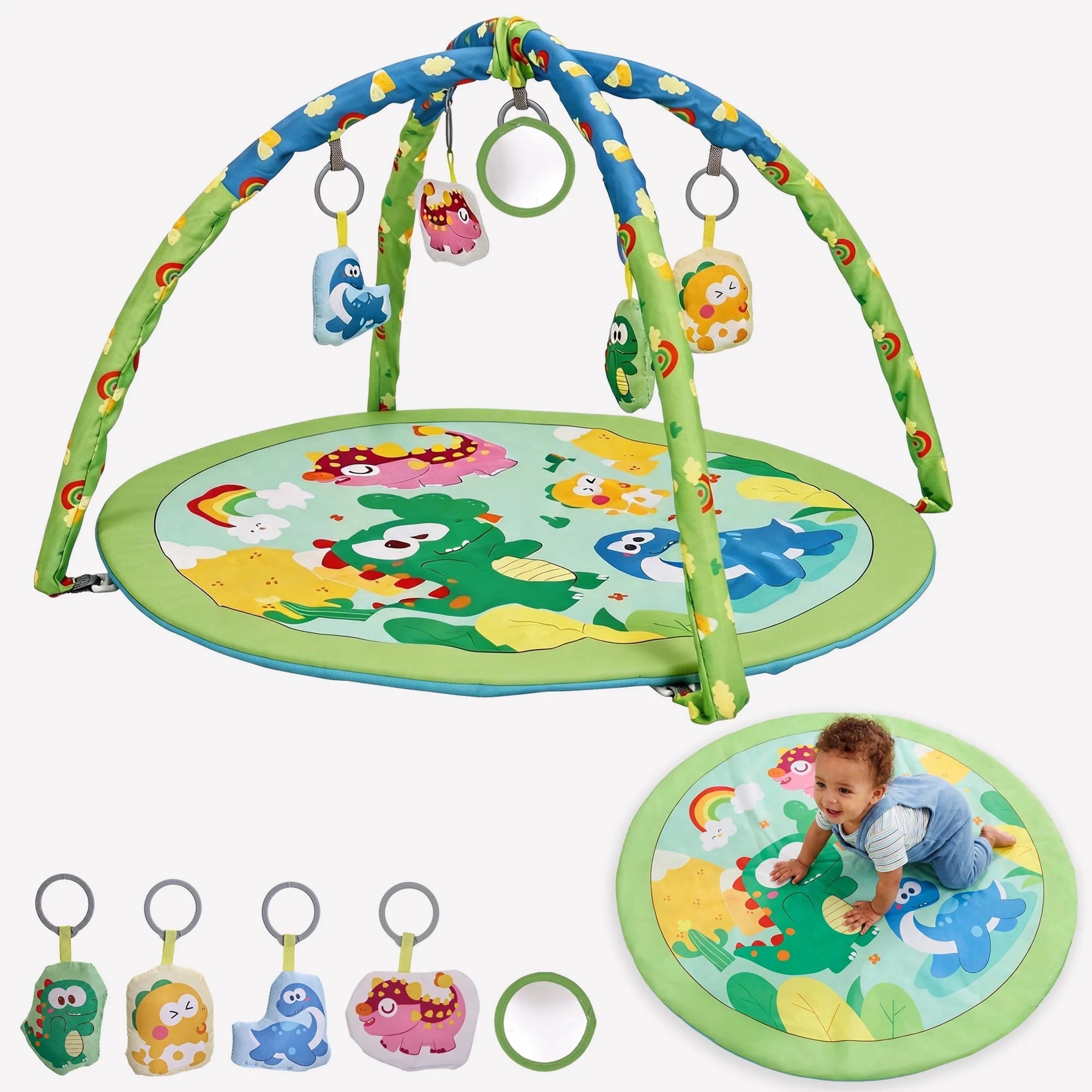 Baby Gym Mat , HDJ Washable Baby Activity Play Mat with 5 Detachable Toys for Boys and Girls, Inf... | Walmart (US)