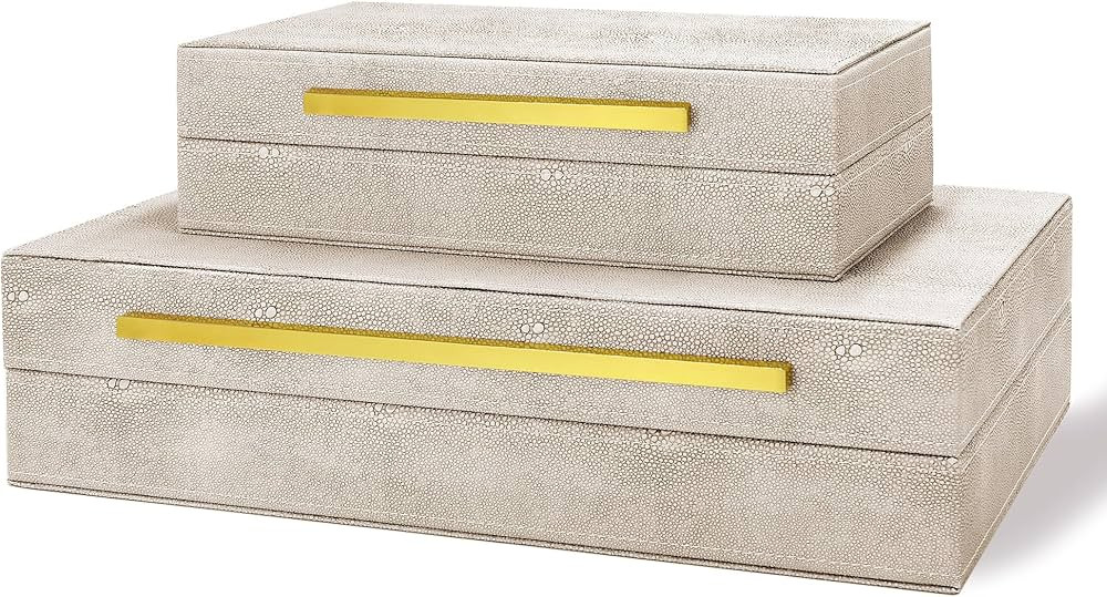 Sanfubox Modern Decorative Box Faux Shagreen Leather, Decorative Storage Boxes with Lids for Home... | Amazon (US)