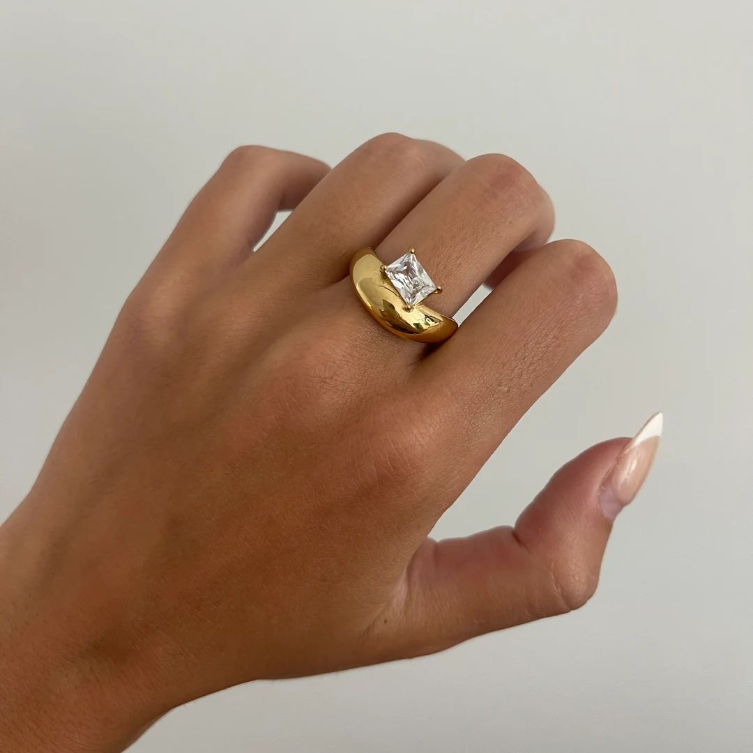Minimalist Dome Ring, Irregular Dome Ring, Gemstone Dome Ring, Emerald Dome Ring, Gemstone Ring, ... | Etsy (US)