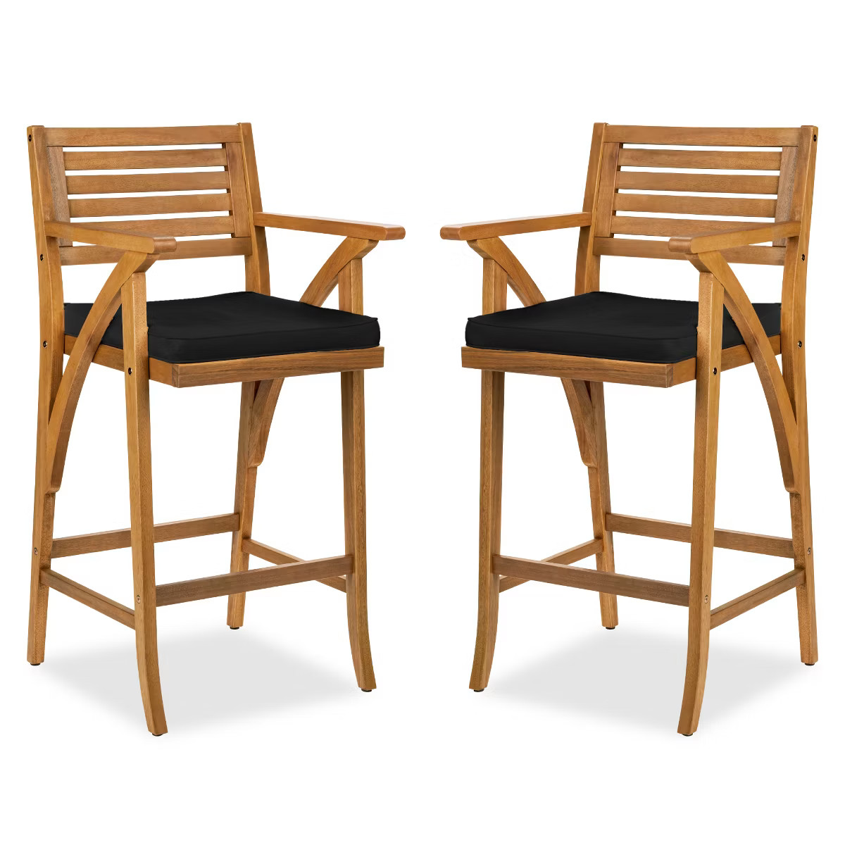 Best Choice Products Set of 2 Outdoor Acacia Wood Bar Stools Bar Chairs w/ Weather-Resistant Cush... | Target