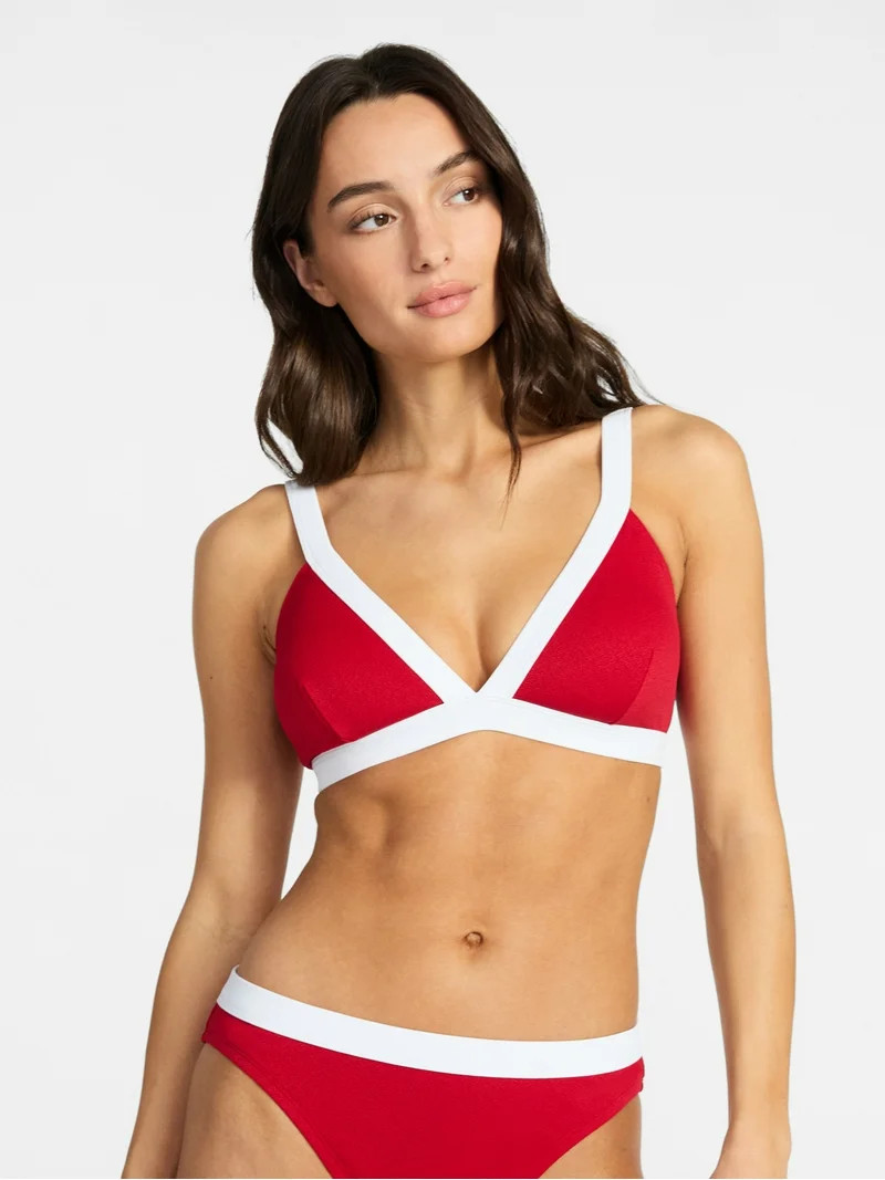 Time and Tru Women's and Women's Plus Size Contrast Banded Bikini Top, Sizes XS-3X | Walmart (US)