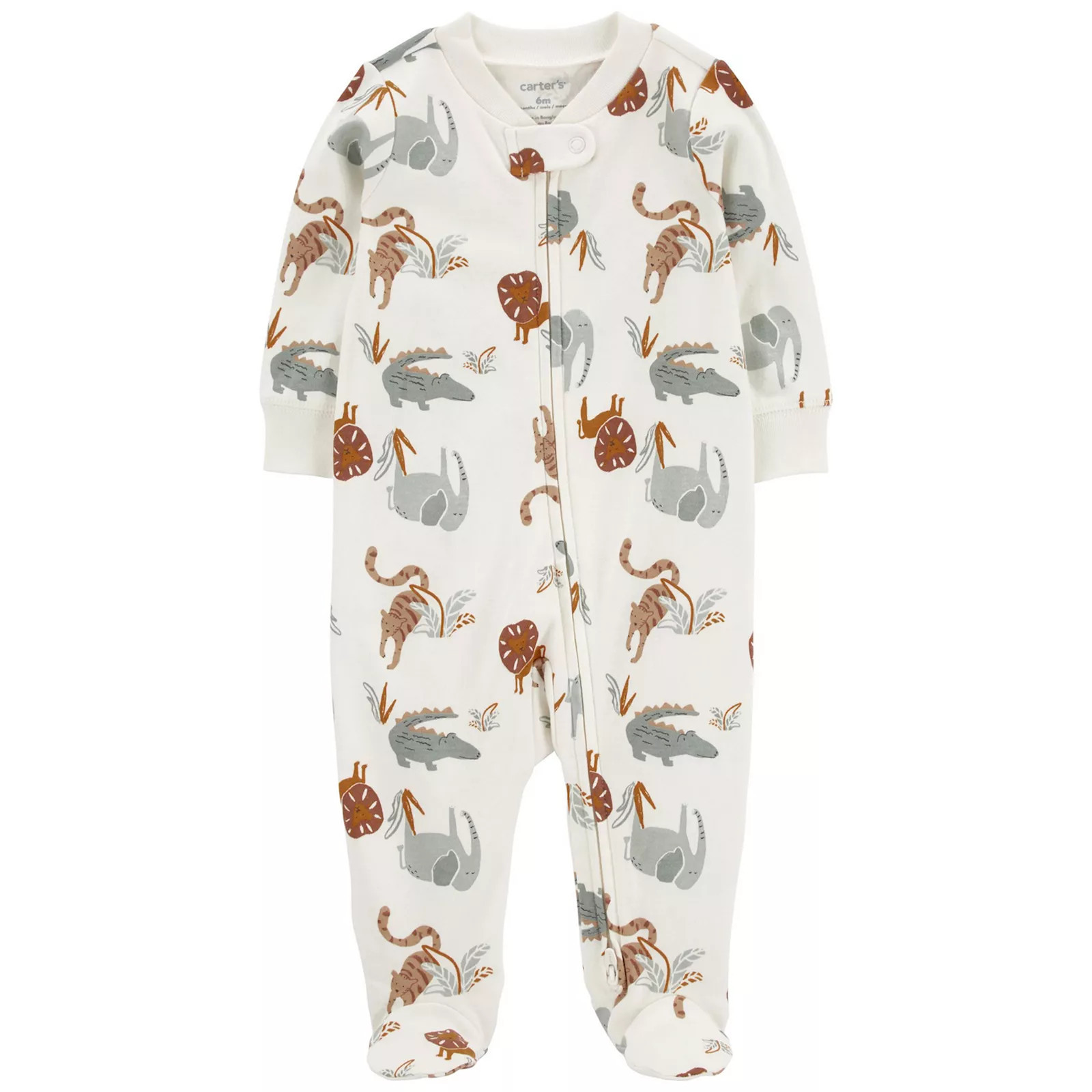 Baby Boy Carter's Animal Print 2-Way Zip Cotton Sleep & Play, Boy's, Size: 3 Months, White | Kohl's