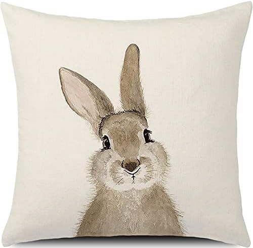 GTEXT Easter Decor Easter Bunny Pillow Covers 18 x 18 Inches Spring Decor Easter Rabbit Pillow Ch... | Amazon (US)