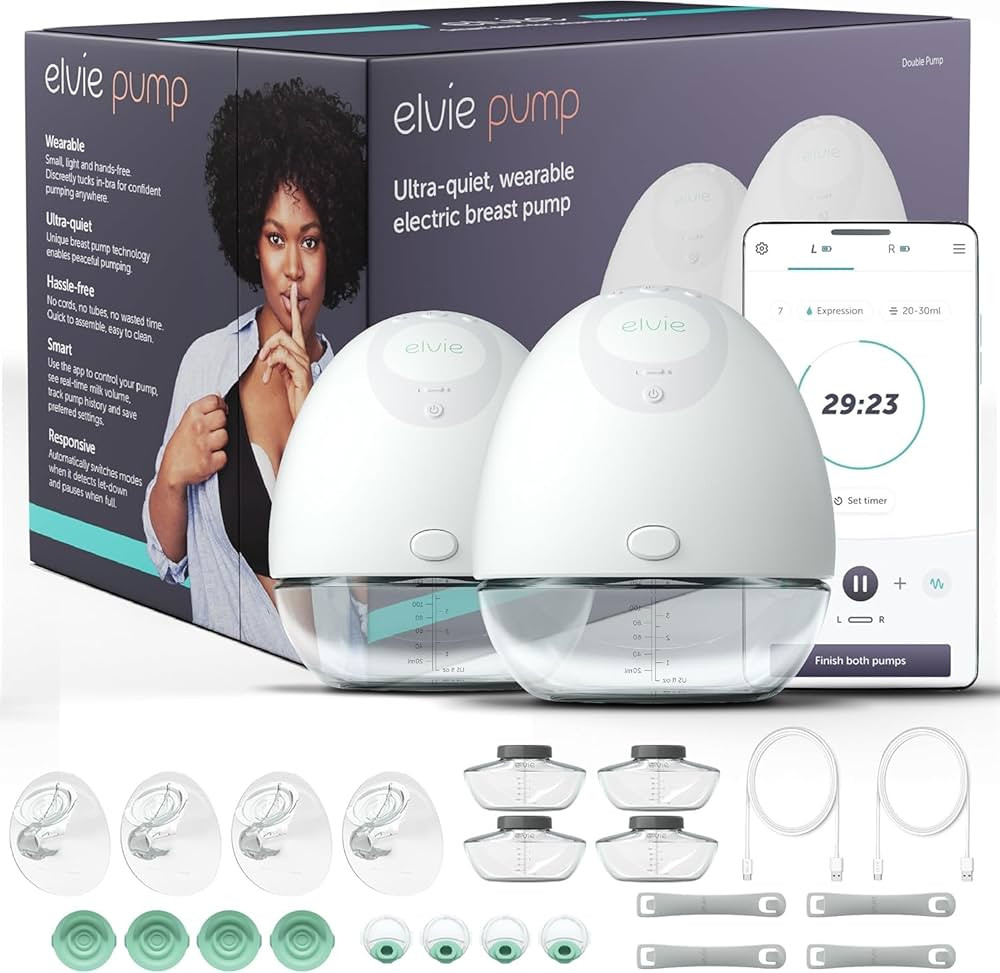 Elvie - Double, Wearable Breast Pump w/App - The Smallest & Quietest - Portable - Hands Free & Di... | Amazon (US)