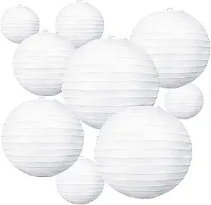 10Pcs White Paper Lanterns Decorative Chinese/Japanese Hanging Round Paper Lanterns Lamp for Birt... | Amazon (US)