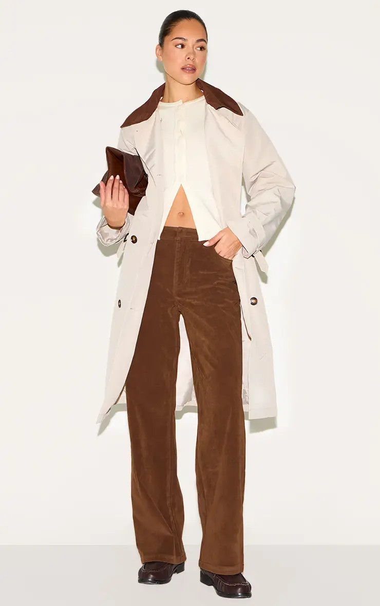 Contrast Collar Trench | PrettyLittleThing US