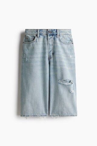 H & M - High-Waist Knee-Length Denim Shorts - Blue | H&M (US + CA)