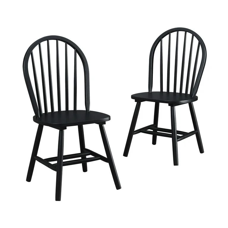 Better Homes and Gardens Autumn Lane Windsor Solid Wood Dining Chairs, Set of 2, Black Finish - W... | Walmart (US)