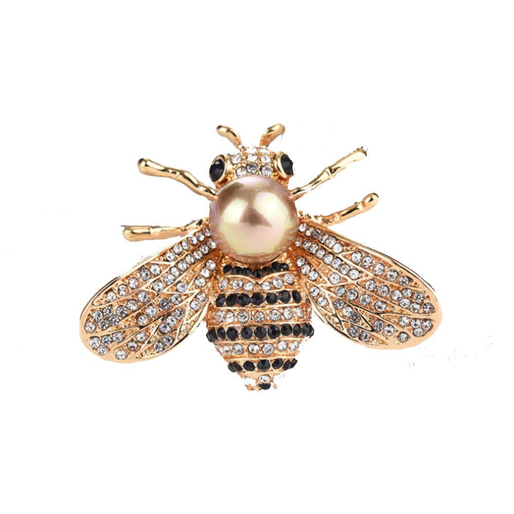 Honey Bee Brooches Crystal Insect Themed Bee Brooch Animal Fashion Shell Pearl Brooch Pin Gold To... | Amazon (US)